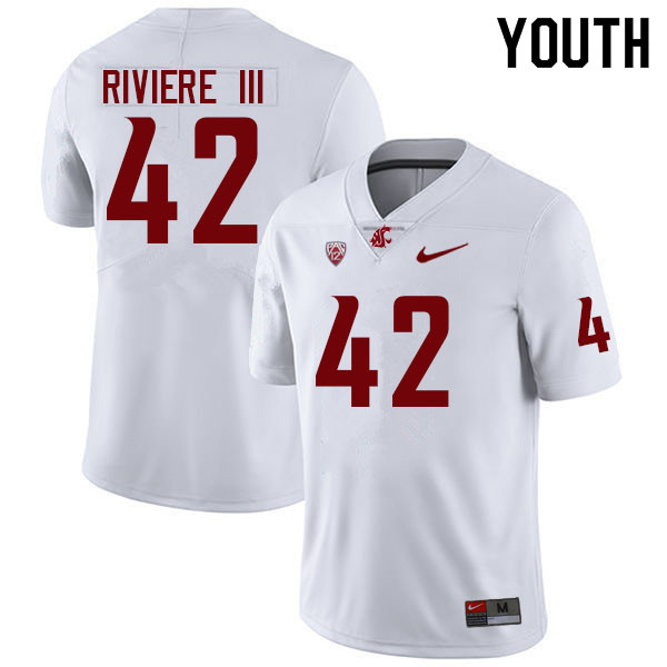 Youth #42 Billy Riviere III Washington State Cougars College Football Jerseys Sale-White